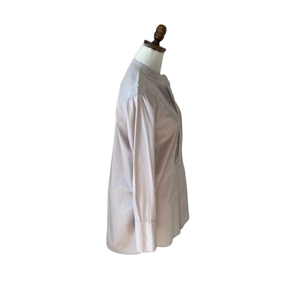 VINCE Poplin Pleat Cotton Tuxedo Tunic‎ Beige Button Down Shirt Size Small - Picture 8 of 11